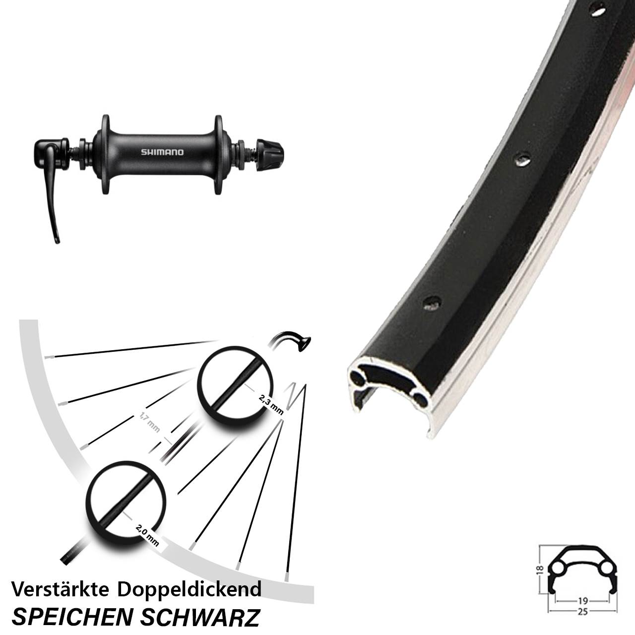 Schürman Yak 19 Shimano HB-T3000 20 Zoll Vorderrad QR