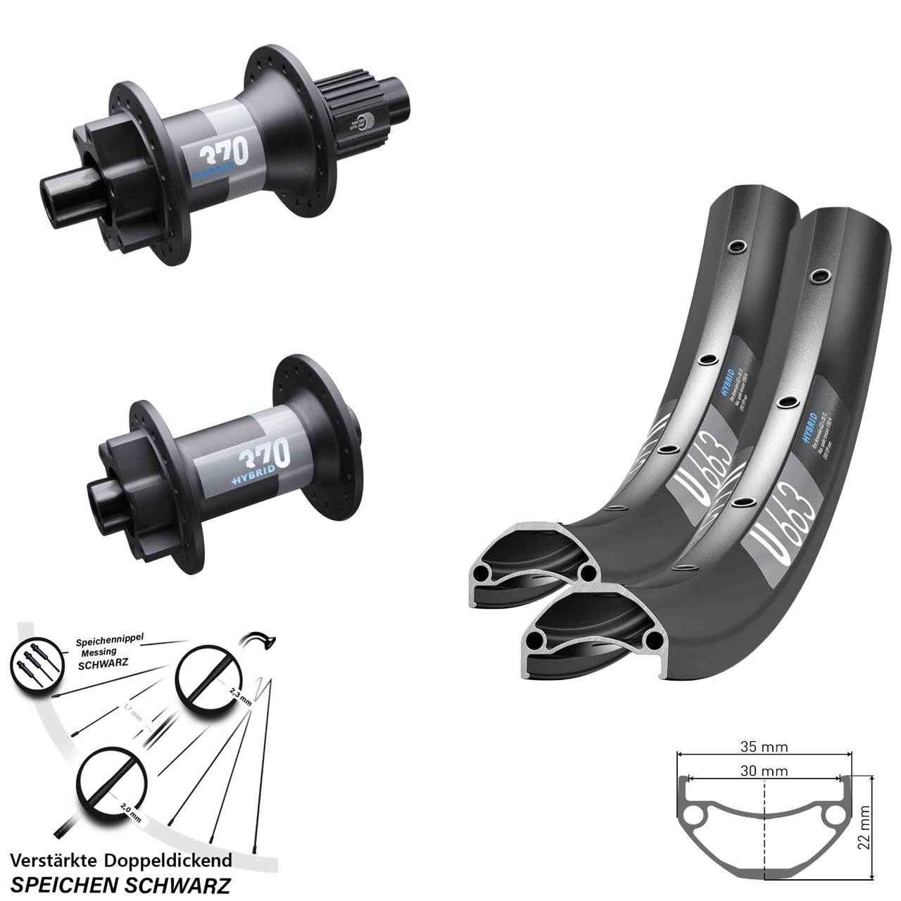 DT Swiss U663-Hybrid 370 Disc 6-Loch 29 Zoll Laufradsatz Boost Micro Spline