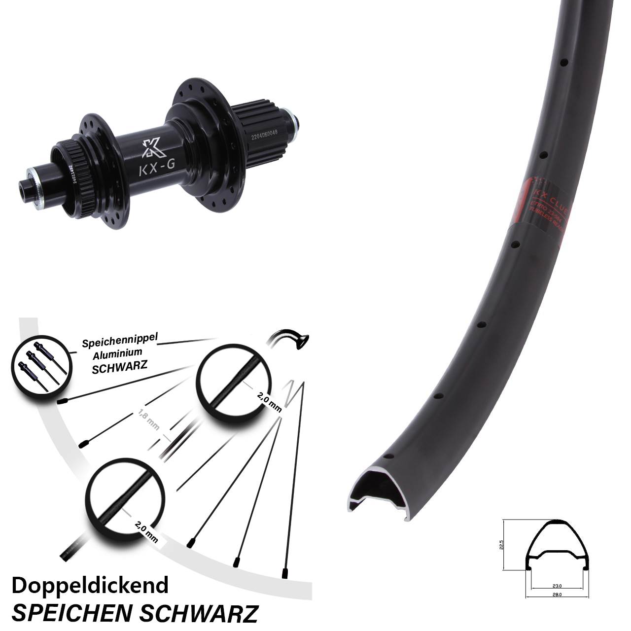 26 Zoll KX-GS Clue Heavy Duty Centerlock Hinterrad für Schnellspanner Micro Spline