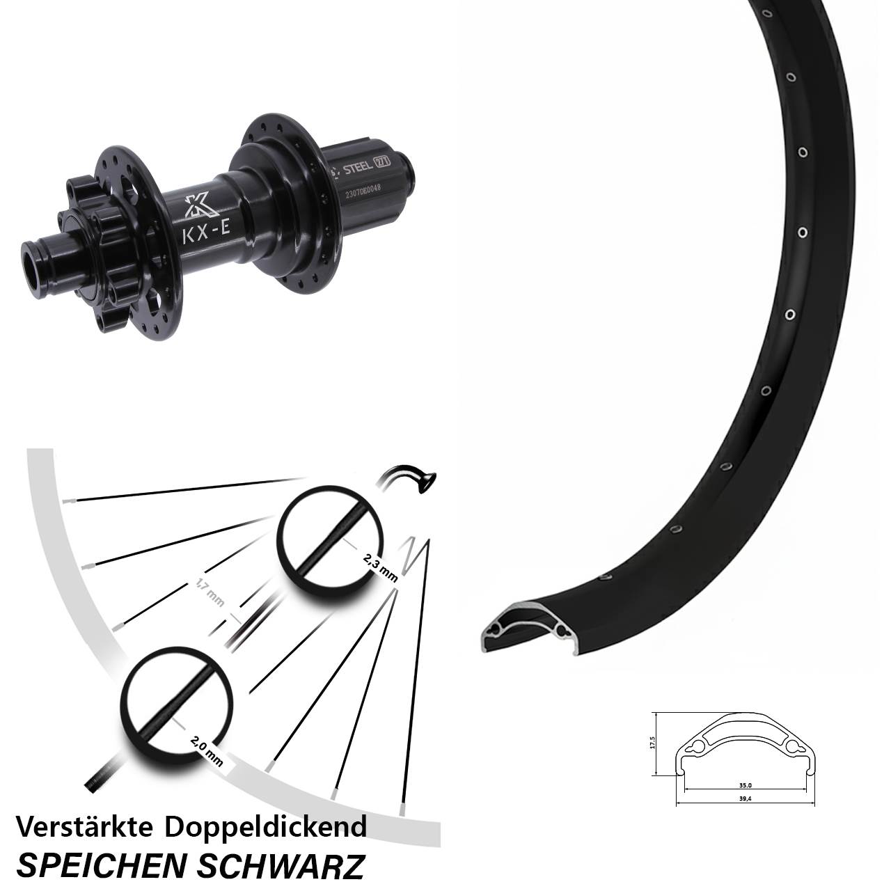 Hinterrad 12x148 29 Zoll Ryde Disc 35 KX-E 8-12 fach HG