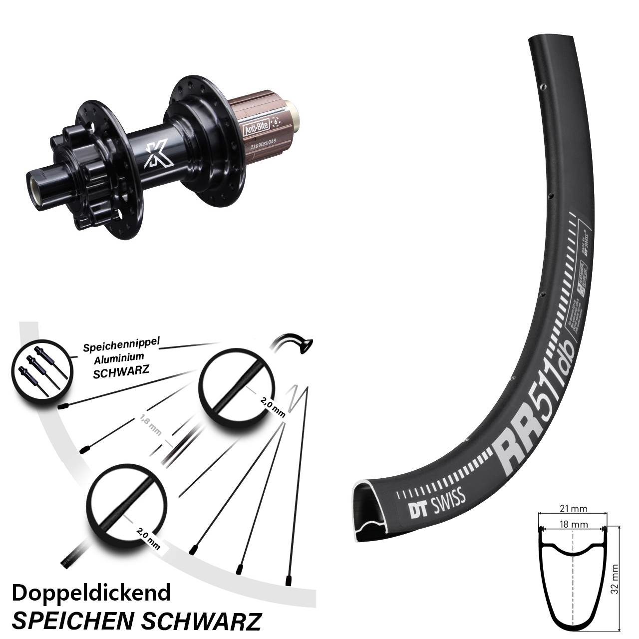 28 Zoll Hinterrad DT Swiss RR 511 KX-M 8-12 fach 12x142