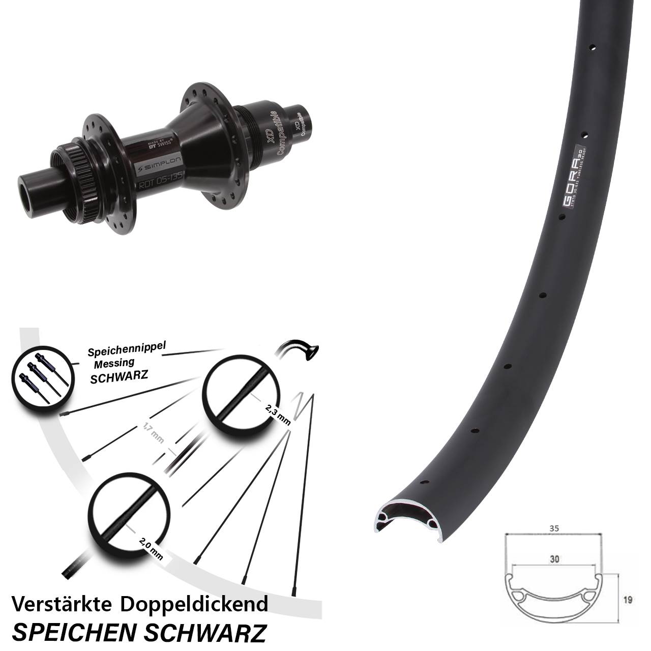 Disc Hinterrad 26 Zoll Gora 30 DT Swiss 370 SRAM XD 12x142