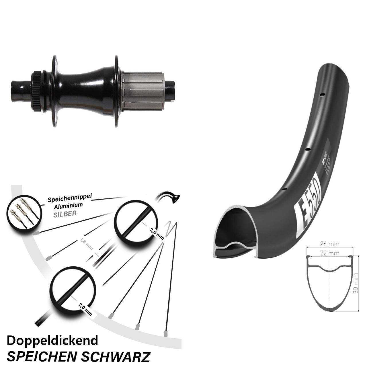 Centerlock Hinterrad 28 Zoll DT Swiss E550 Formula CL-142S 8-11 fach 12x142