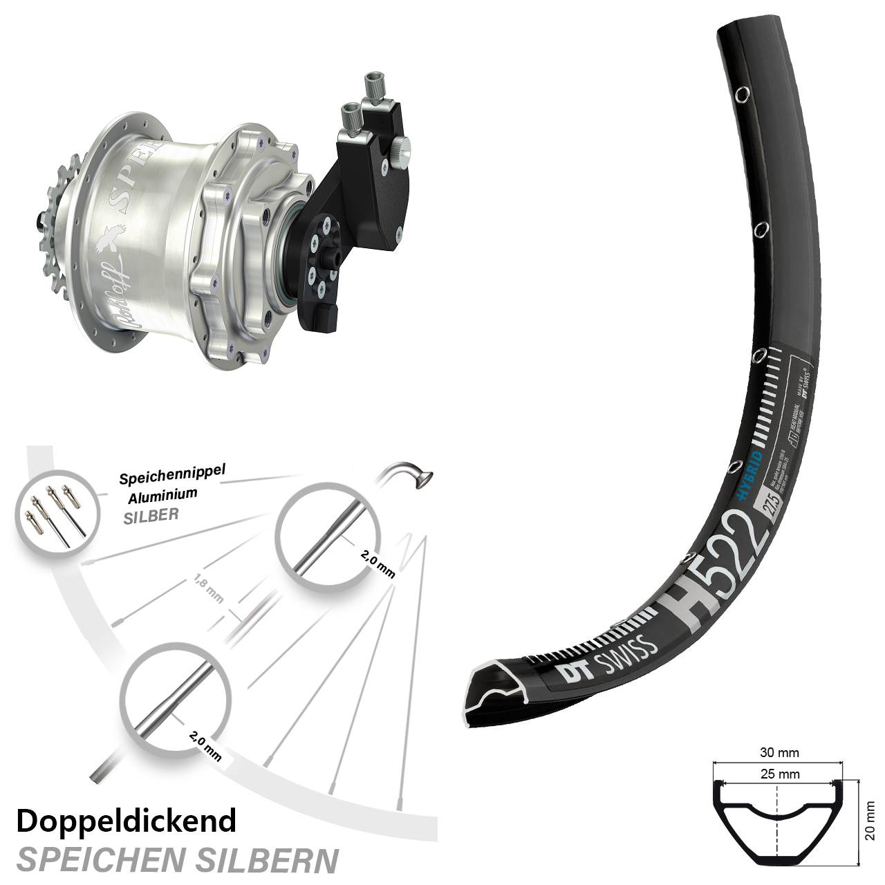 DT Swiss H 522 Scheibenbrems-Hinterrad 29 Zoll mit Rohloff Speedhub CC OEM DB