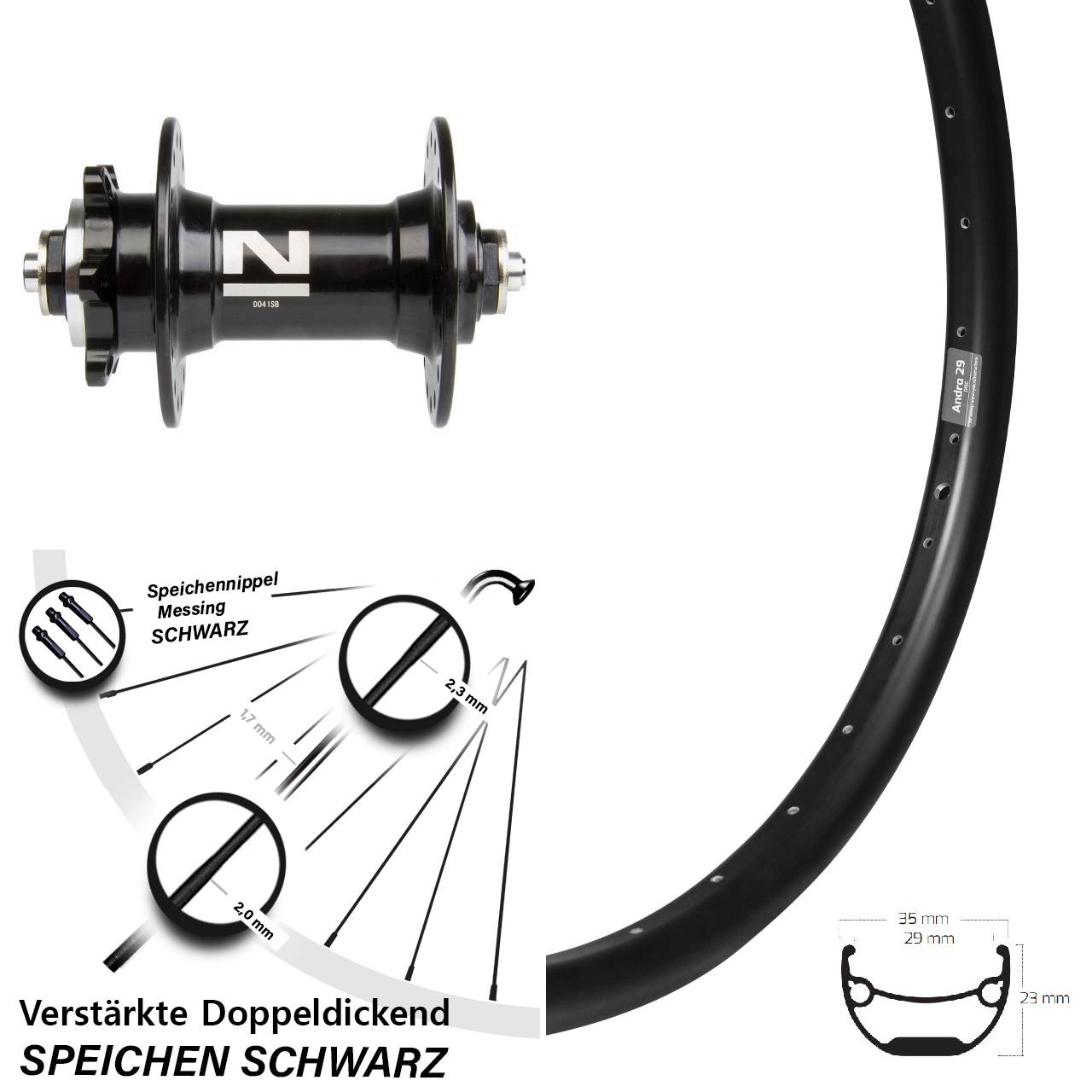 Disc Vorderrad Ryde Andra 29 Zoll Novatec D041 für Schnellspanner