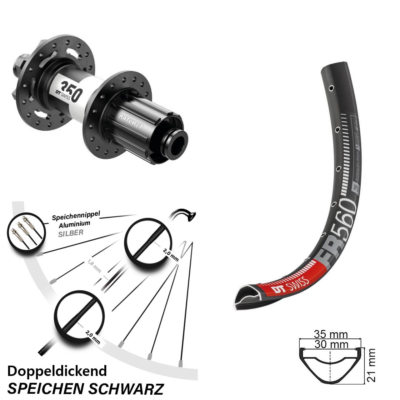 Boost Disc Laufrad 12x148 26 Zoll DT Swiss FR 560 DT Swiss 350 8-11 fach