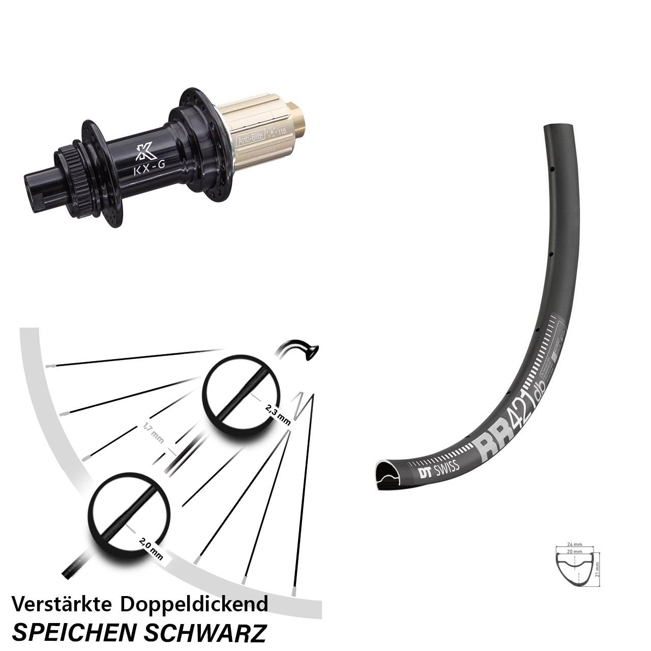 Disc Laufrad 28 Zoll DT Swiss RR421 KX-G 8-12 fach HG 12x142