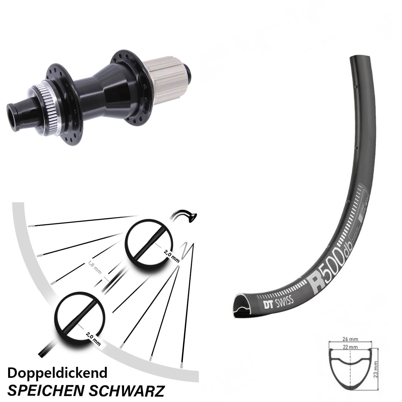 DT Swiss R500 Novatec CL142 28 Zoll Disc Hinterrad 12x142 8-12 fach HG