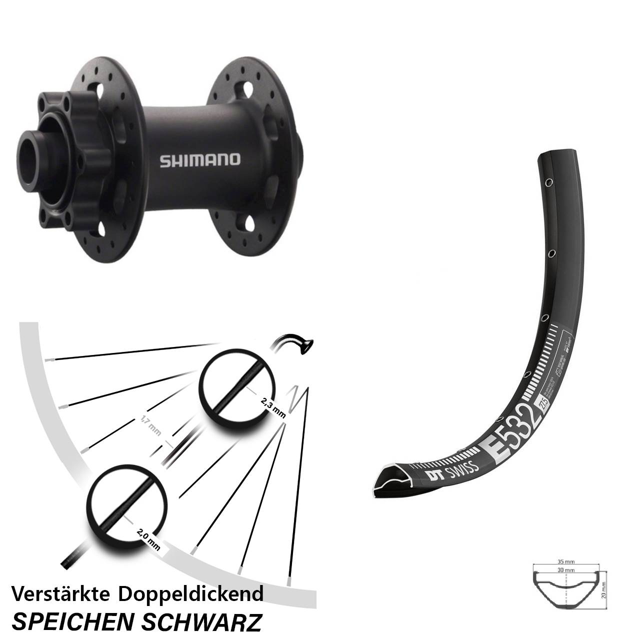 Disc Vorderrad 27,5 Zoll DT Swiss E532 Shimano Deore XT 15x100