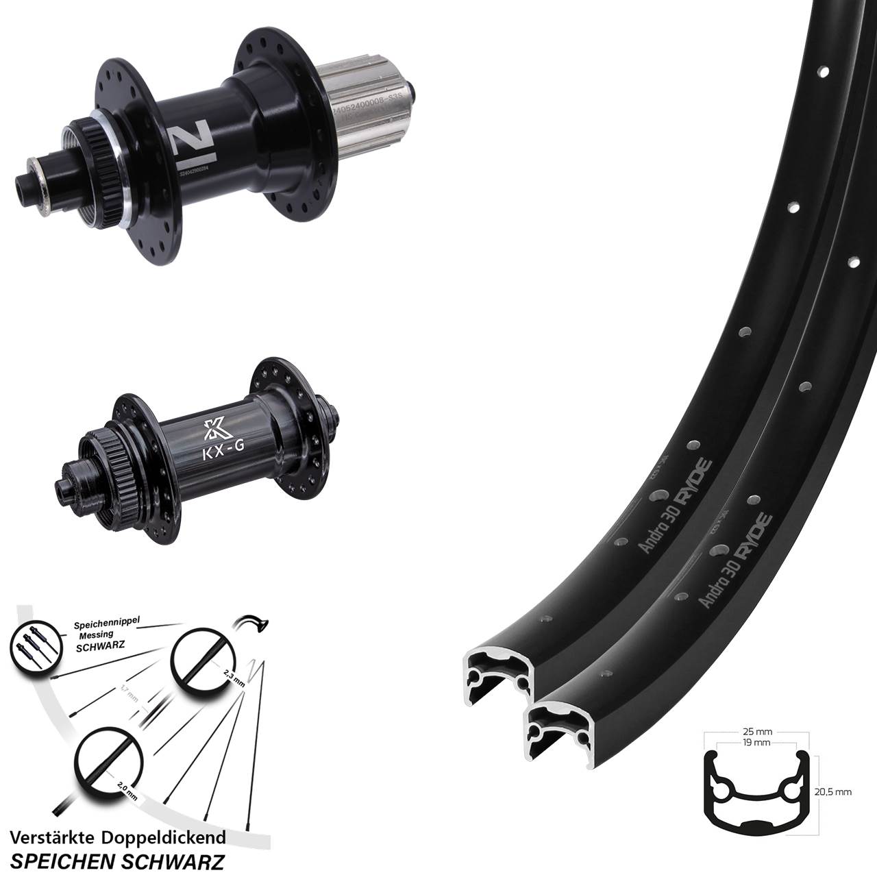 Laufradsatz Centerlock 28-29 Zoll Ryde Andra 30 KX-G Novatec D042SB 8-12 fach HG QR