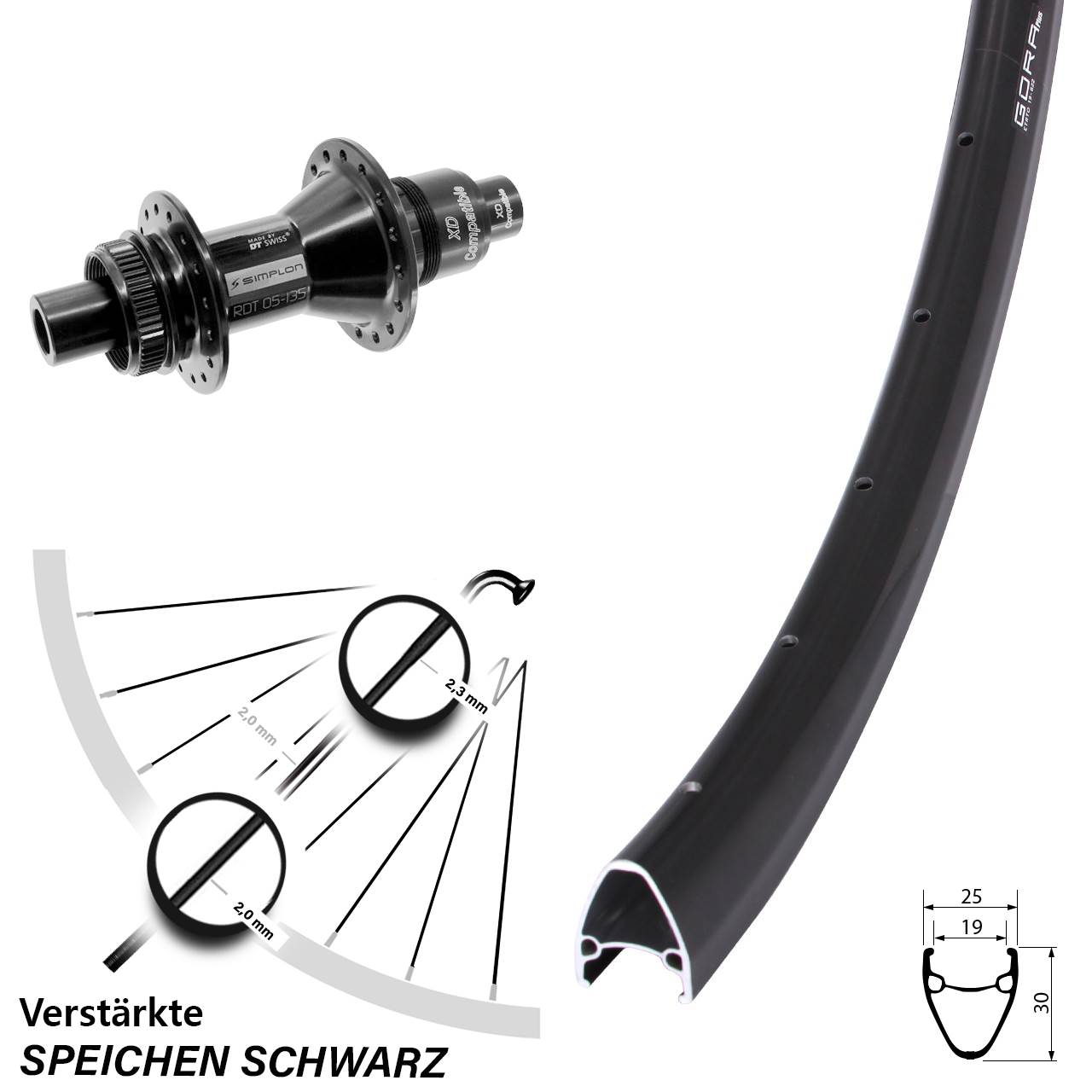 Gora Plus DT Swiss 370 28 Zoll Hinterrad Centerlock 12x142 XD 11-12 fach
