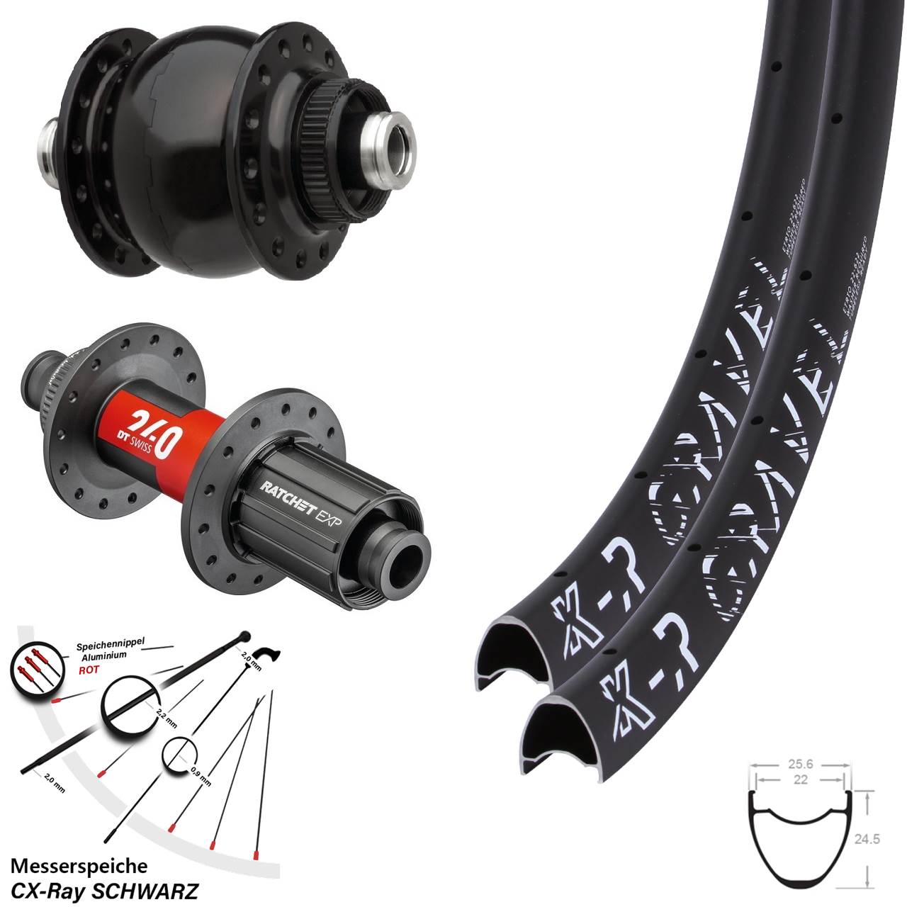 Laufradsatz 12x100/142 28 Zoll KX-R Gravel DT Swiss 240 EXP SON delux 11-12 fach