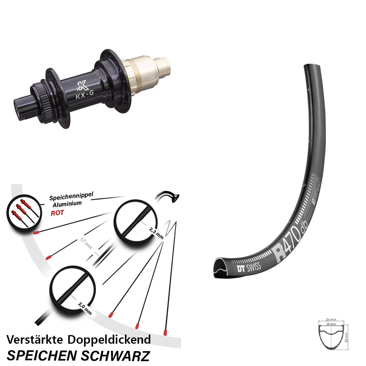 Disc Hinterrad 28 Zoll DT Swiss R 470 KX-G SRAM XDR 12x142