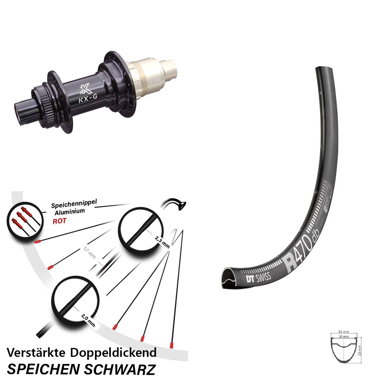 Disc Hinterrad 28 Zoll DT Swiss R 470 KX-G SRAM XDR 12x142