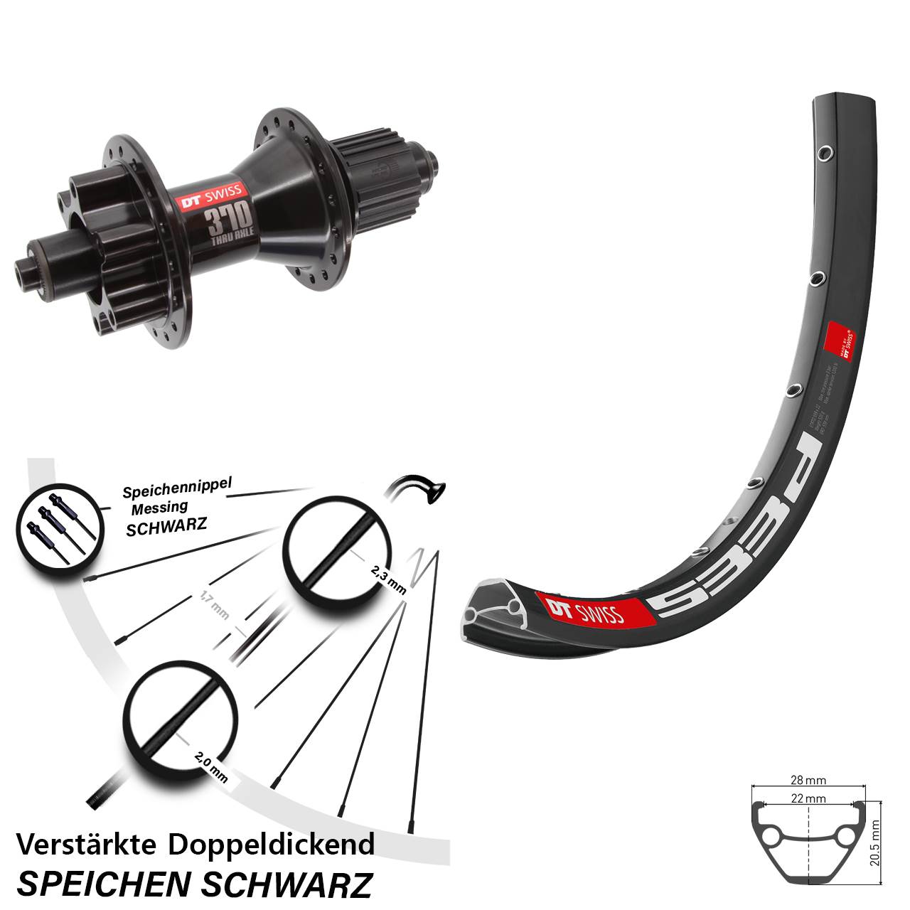 DT Swiss 533 D-370 Hybrid 650B Disc Hinterrad QR Micro Spline