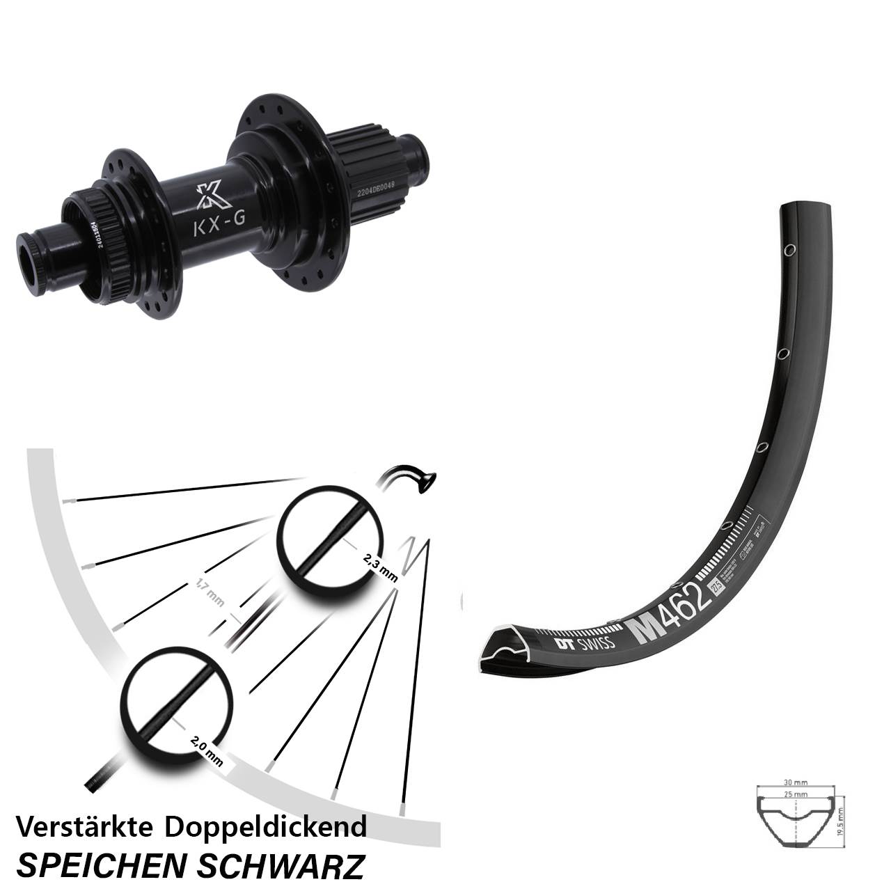 Disc Hinterrad 650B DT Swiss M 462 KX-GS verstärkt Micro Spline 12x142