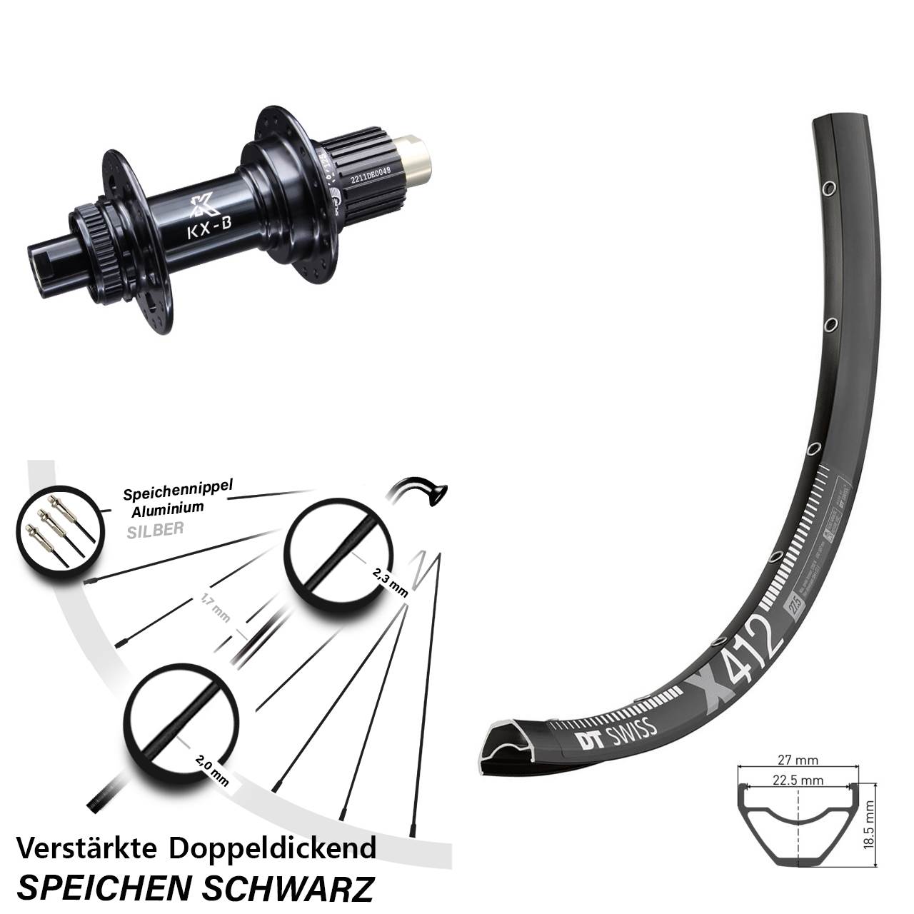 DT Swiss X 412 KX-B Boost 29 Zoll Hinterrad Centerlock Shimano Micro Spline