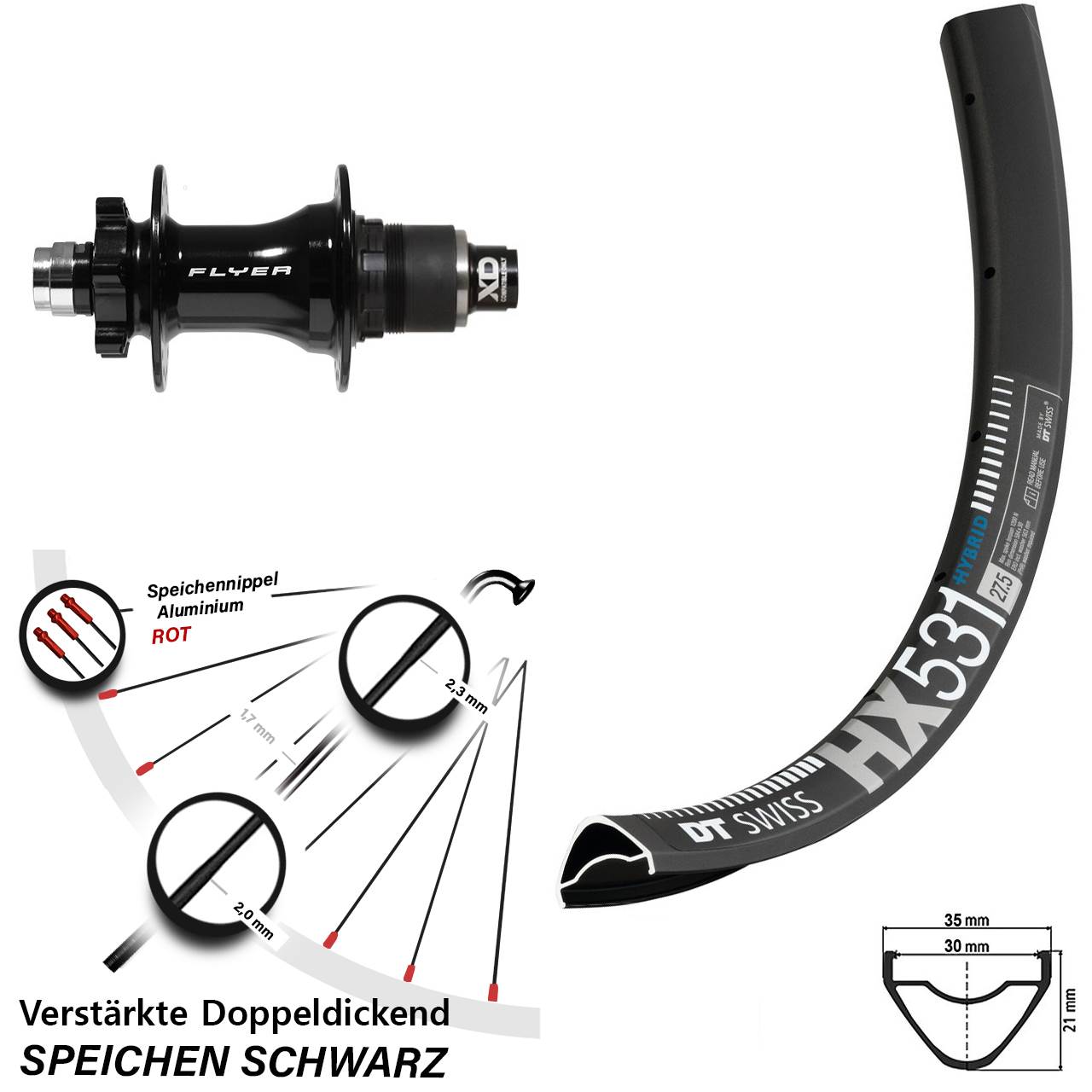 29 Zoll DT Swiss HX 531 Formula DHT142 Disc Hinterrad 12x142 SRAM XD