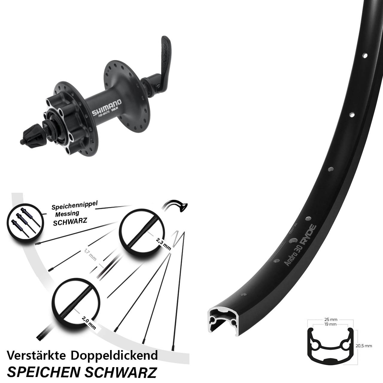 Vorderrad 6-Loch QR 28 Zoll Ryde Andra 30 Shimano Alivio