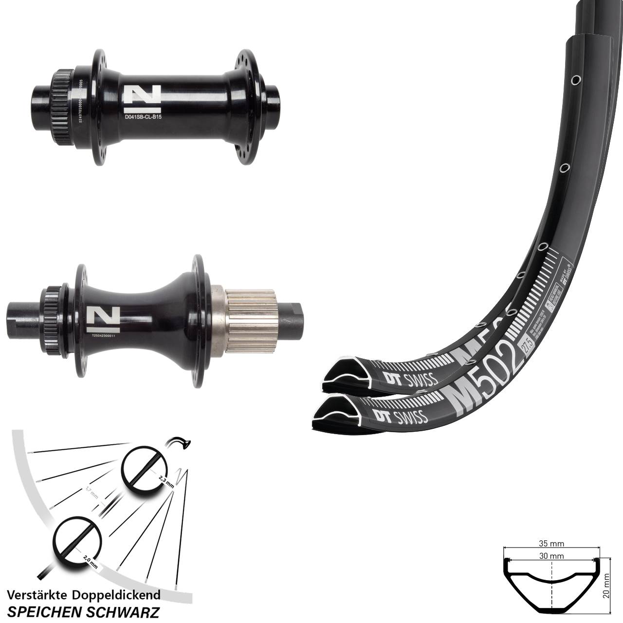 Laufradsatz Disc 29 Zoll DT Swiss M502 Novatec D041 D462SB Micro Spline Boost