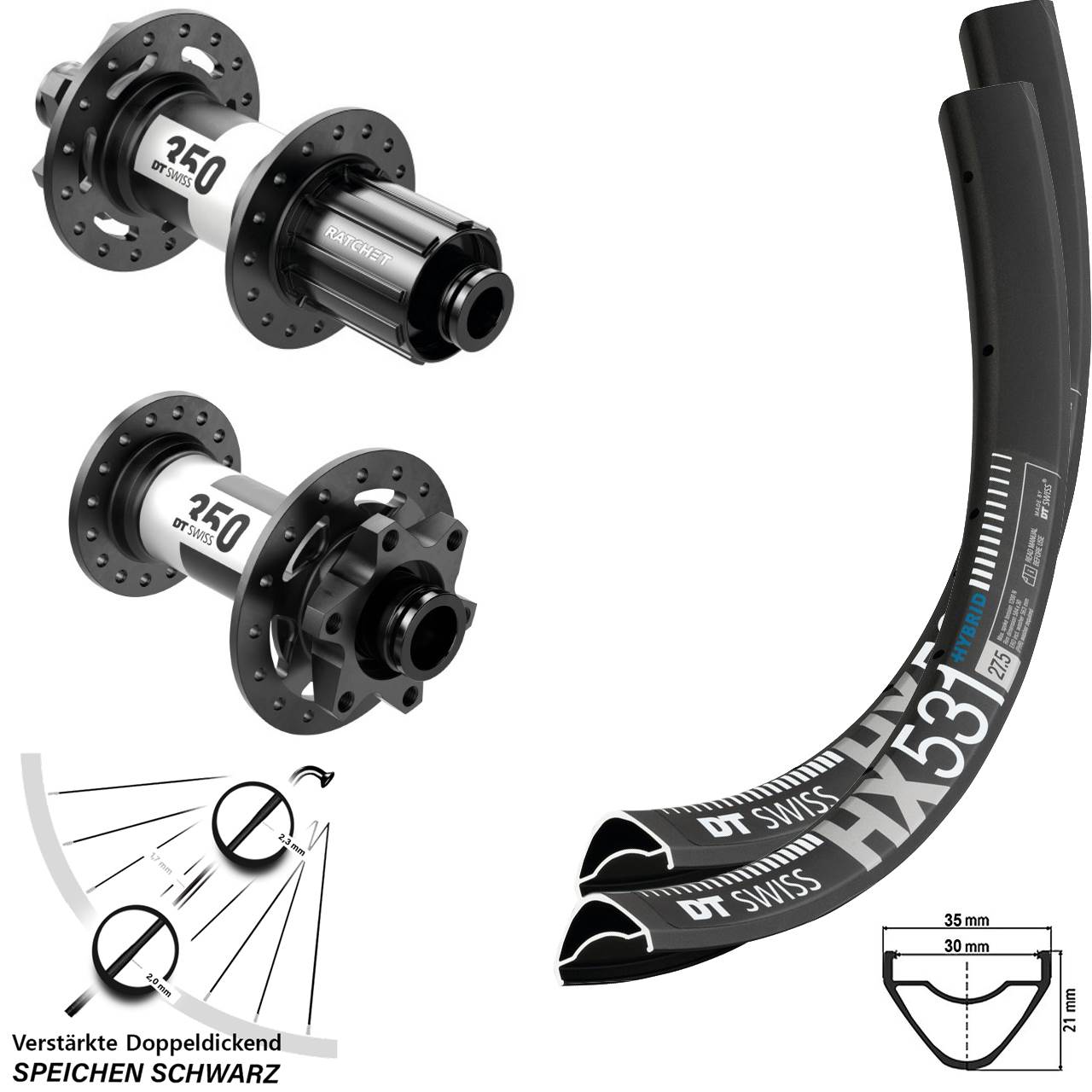 Disc Laufradsatz 15x110 12x148 29 Zoll DT Swiss HX531 350 8-11 fach