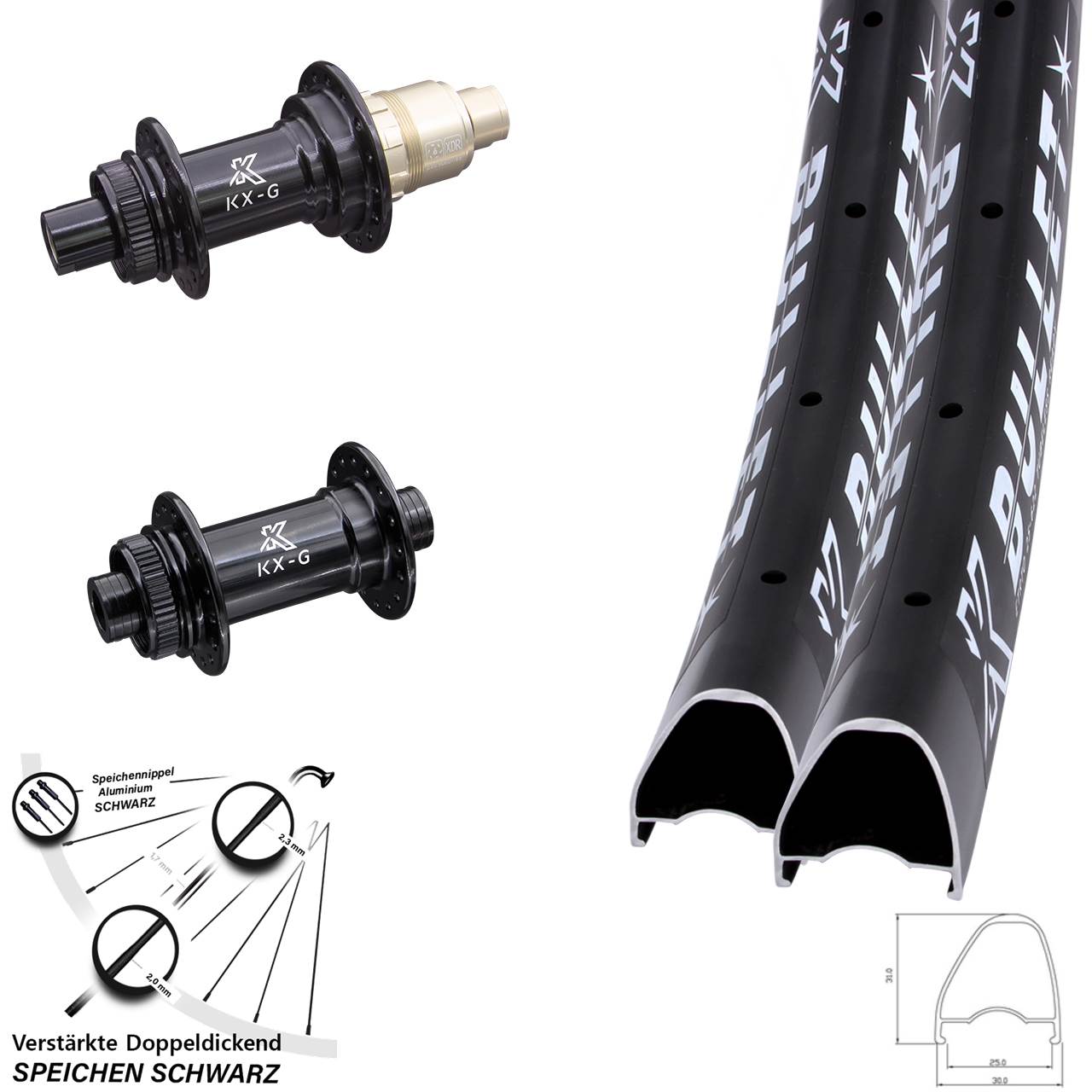 29 Zoll KX-G Bullet OS Centerlock Laufradsatz 12x100/142 SRAM XDR