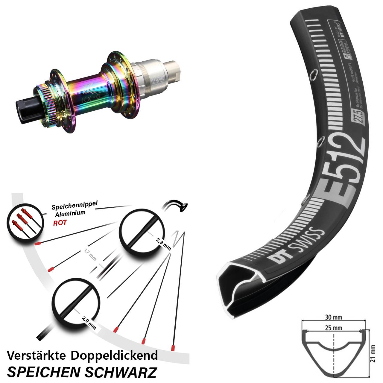 DT Swiss E512 KX-G Oilslick 29 Zoll Centerlock Hinterrad 12x142 SRAM XDR