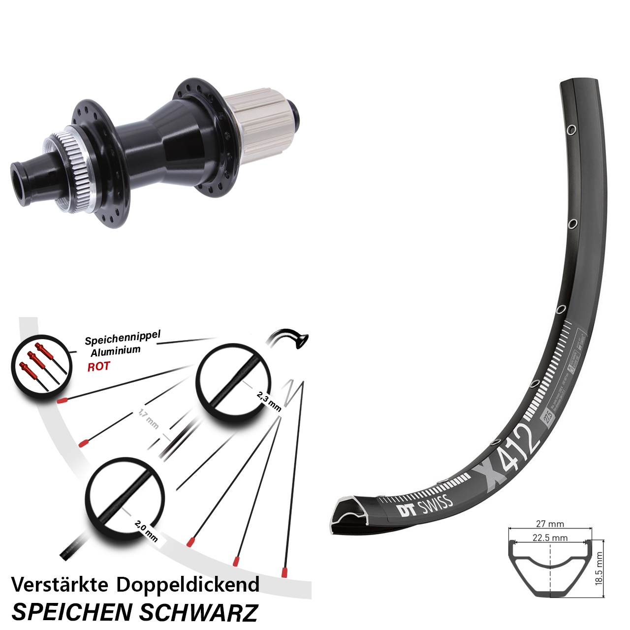 DT Swiss X412 Novatec CL-142 29 Zoll Hinterrad Centerlock 12x142 8-12 fach HG