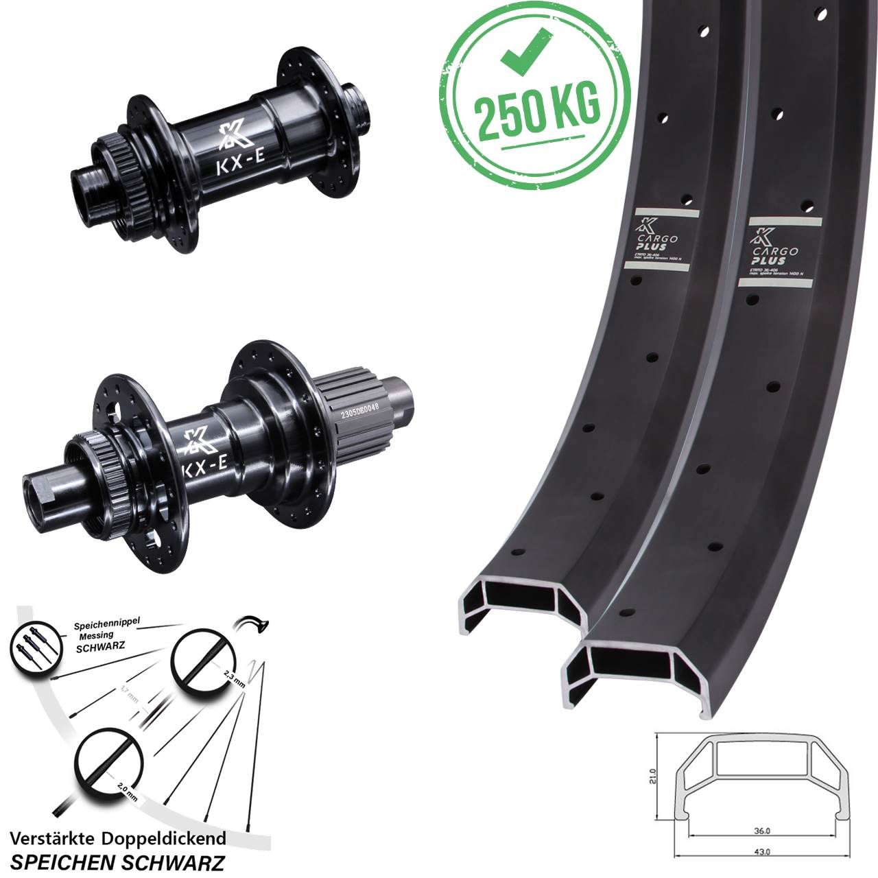 KX-E Cargo Plus Heavy Duty 26 Zoll Laufradsatz Centerlock 15x100 12x142 Micro Spline