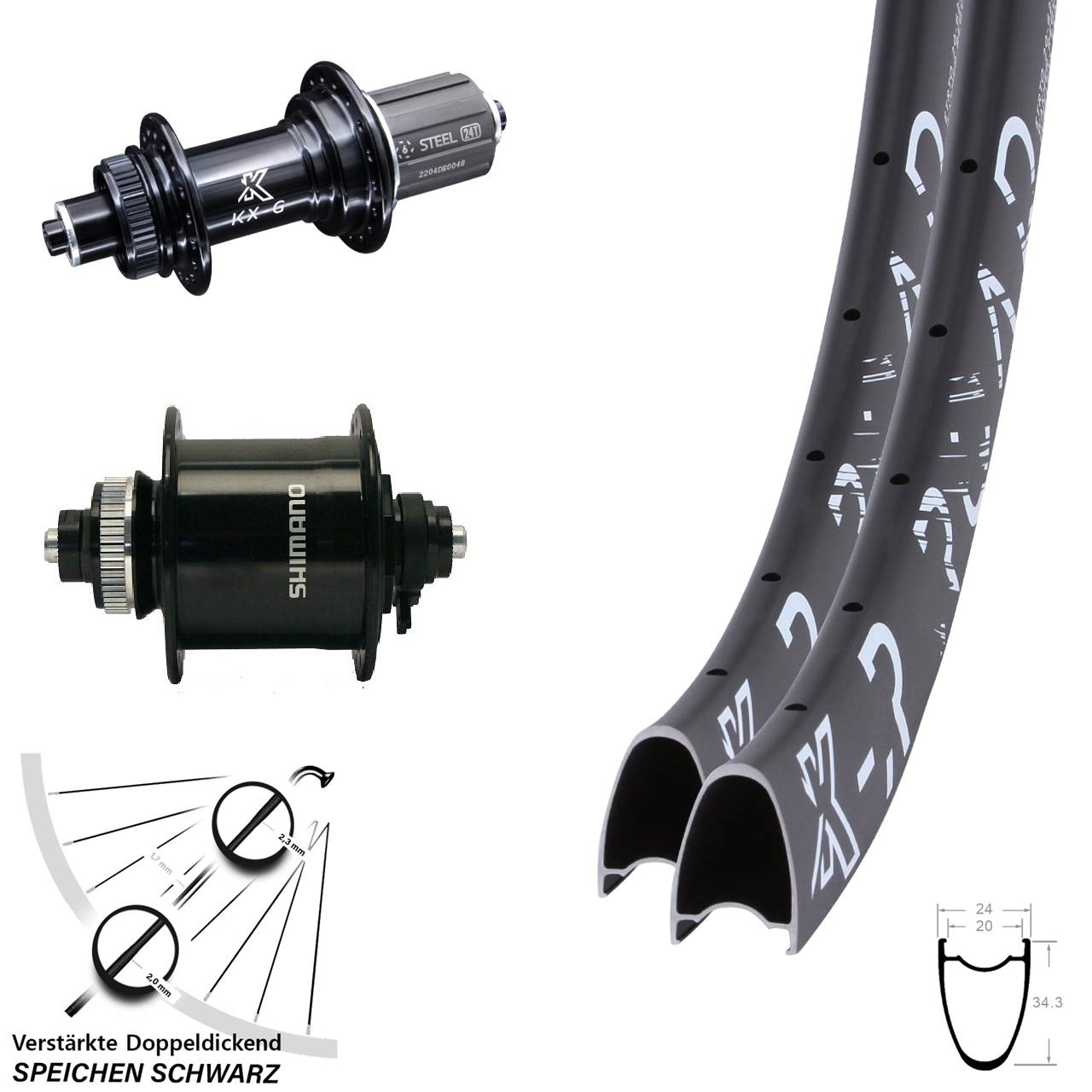 KX-R GS Road Shimano DH-UR700 28 Zoll Laufradsatz QR 8-12 fach HG