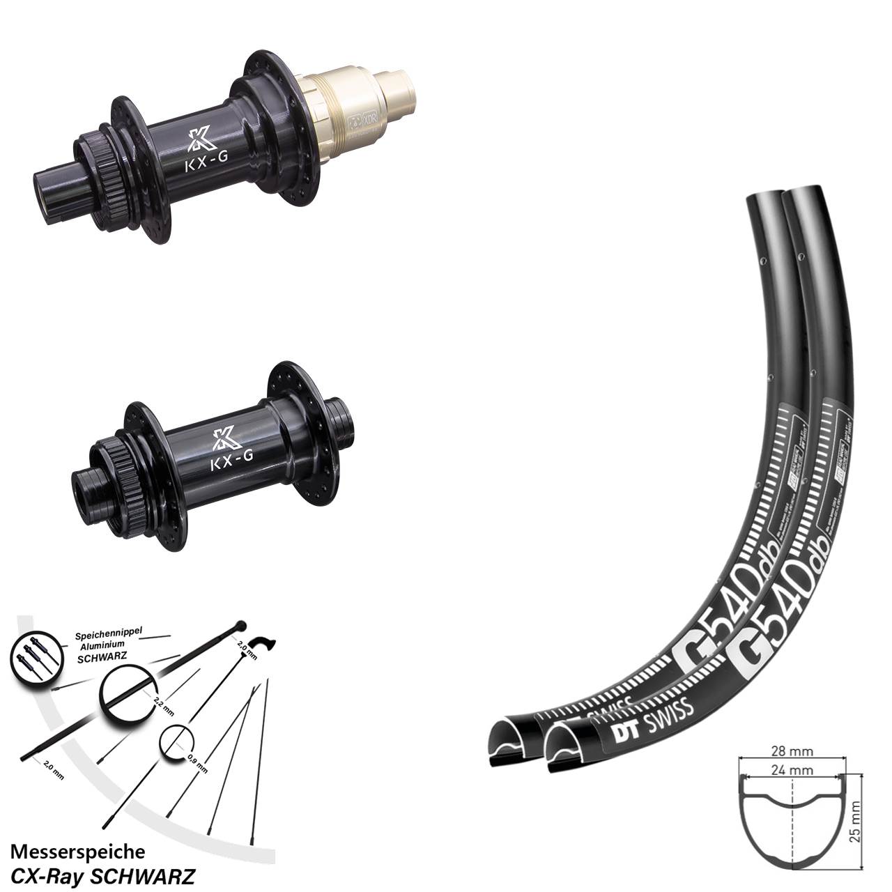 Disc Laufrad-Satz 12x100/142 28-29 Zoll DT Swiss G 540 KX-G XDR CX-Ray