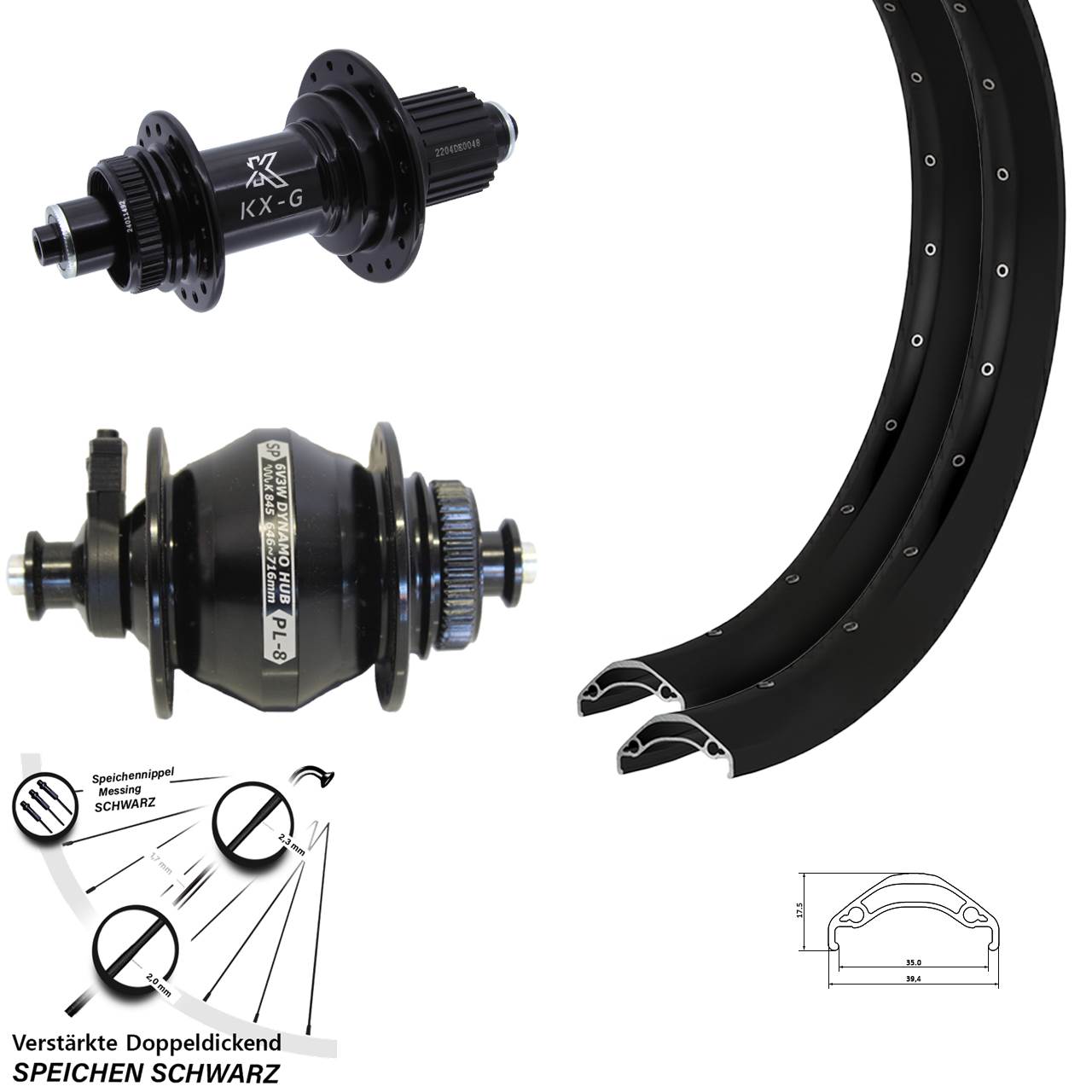 Laufradsatz Centerlock 29 Zoll Ryde Disc 35 KX-GS verstärkt SP PL-8 Micro Spline QR