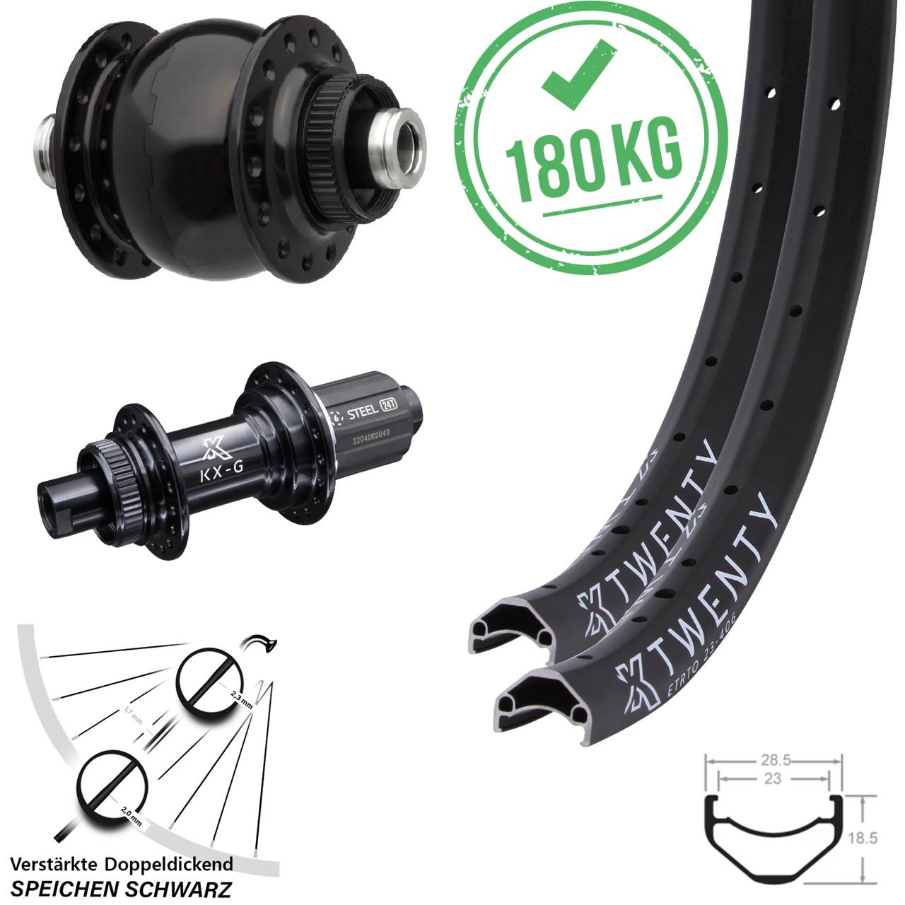 KX-GS Twenty verstärkt SON 28 20 Zoll Centerlock Laufradsatz 12x100/142 8-12 fach