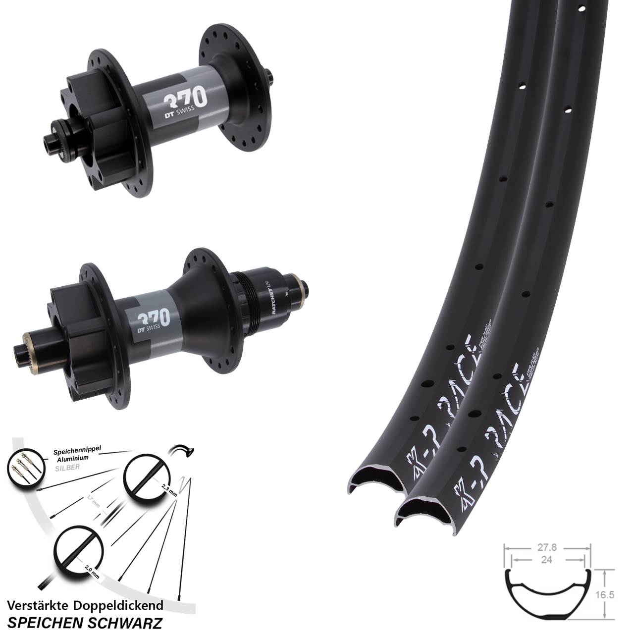 29 Zoll KX-R Race DT Swiss 370 Disc Laufradsatz QR SRAM XD