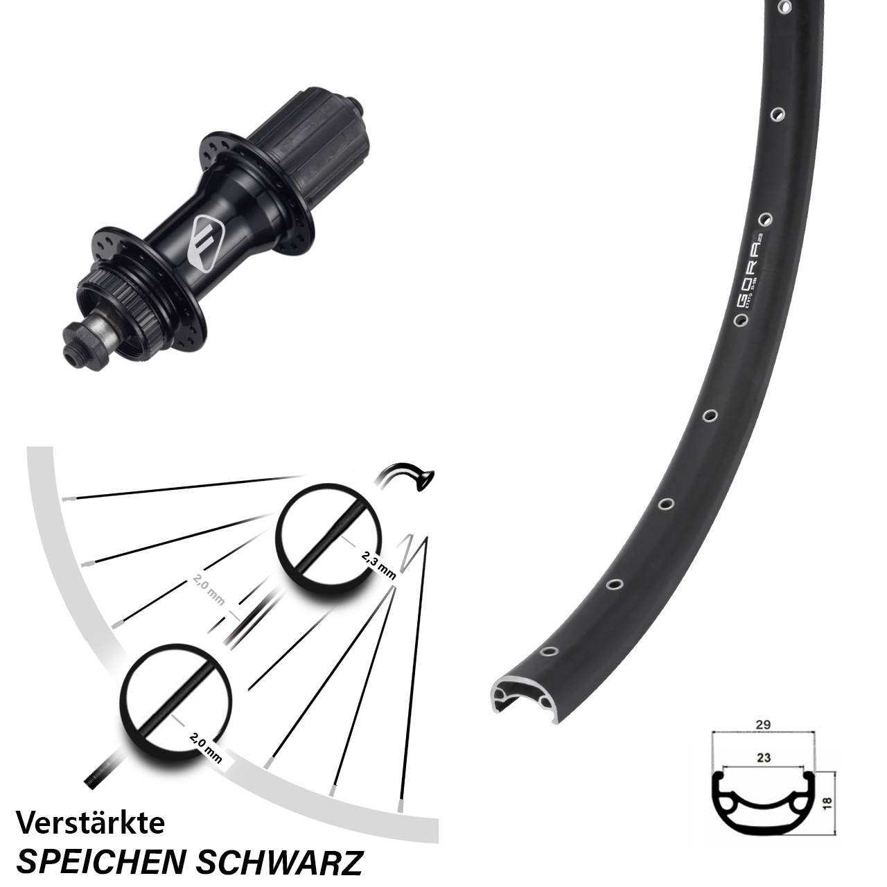 Centerlock Hinterrad für Schnellspanner 26 Zoll Gora 23 Formula CL-52 8-11 fach