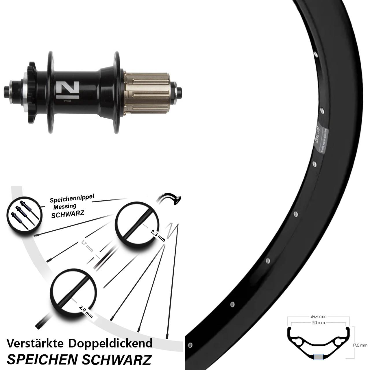 29 Zoll Ryde Disc 30 Novatec D042 Hinterrad 6-Loch für Schnellspanner 8-11 fach