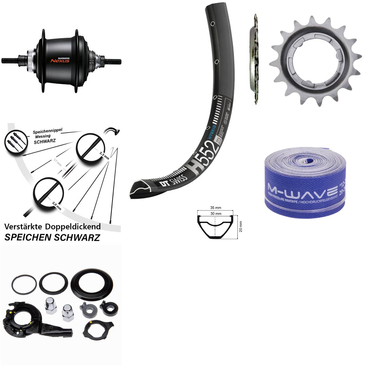 29 Zoll Hinterrad DT Swiss H552 Shimano Nexus 7-Gang Nabenschaltung Centerlock