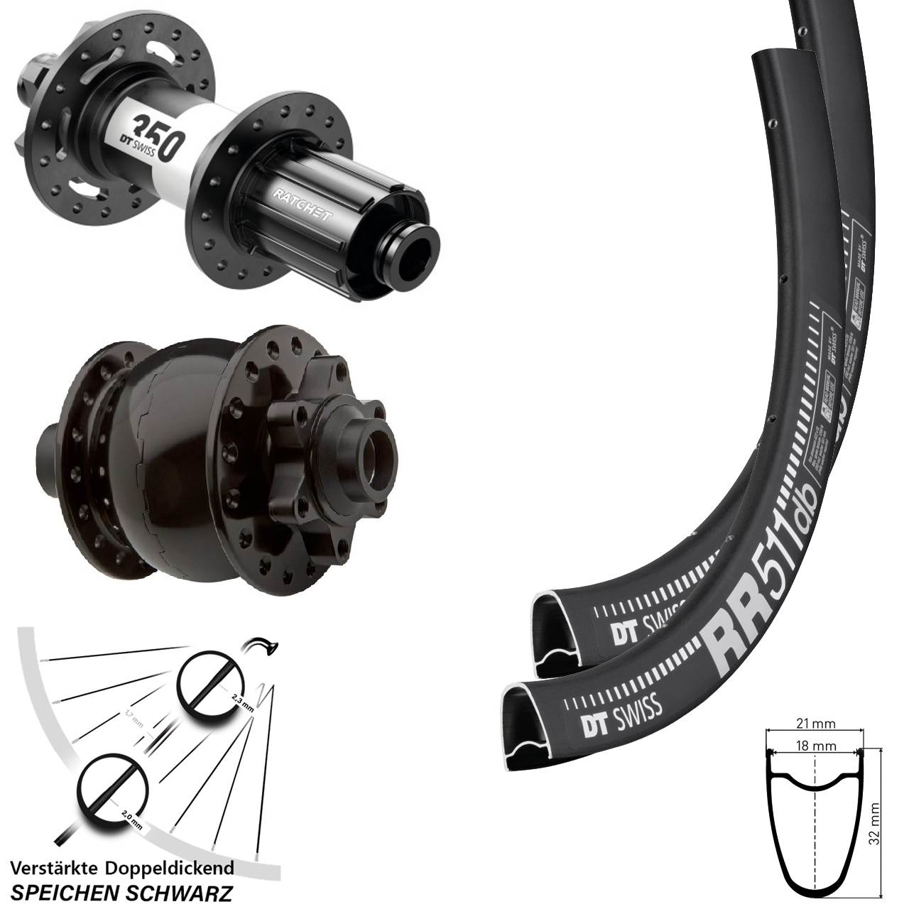 Disc Laufrad-Satz 28 Zoll DT Swiss RR511 350 SON 8-11 fach HG 15x100 12x142