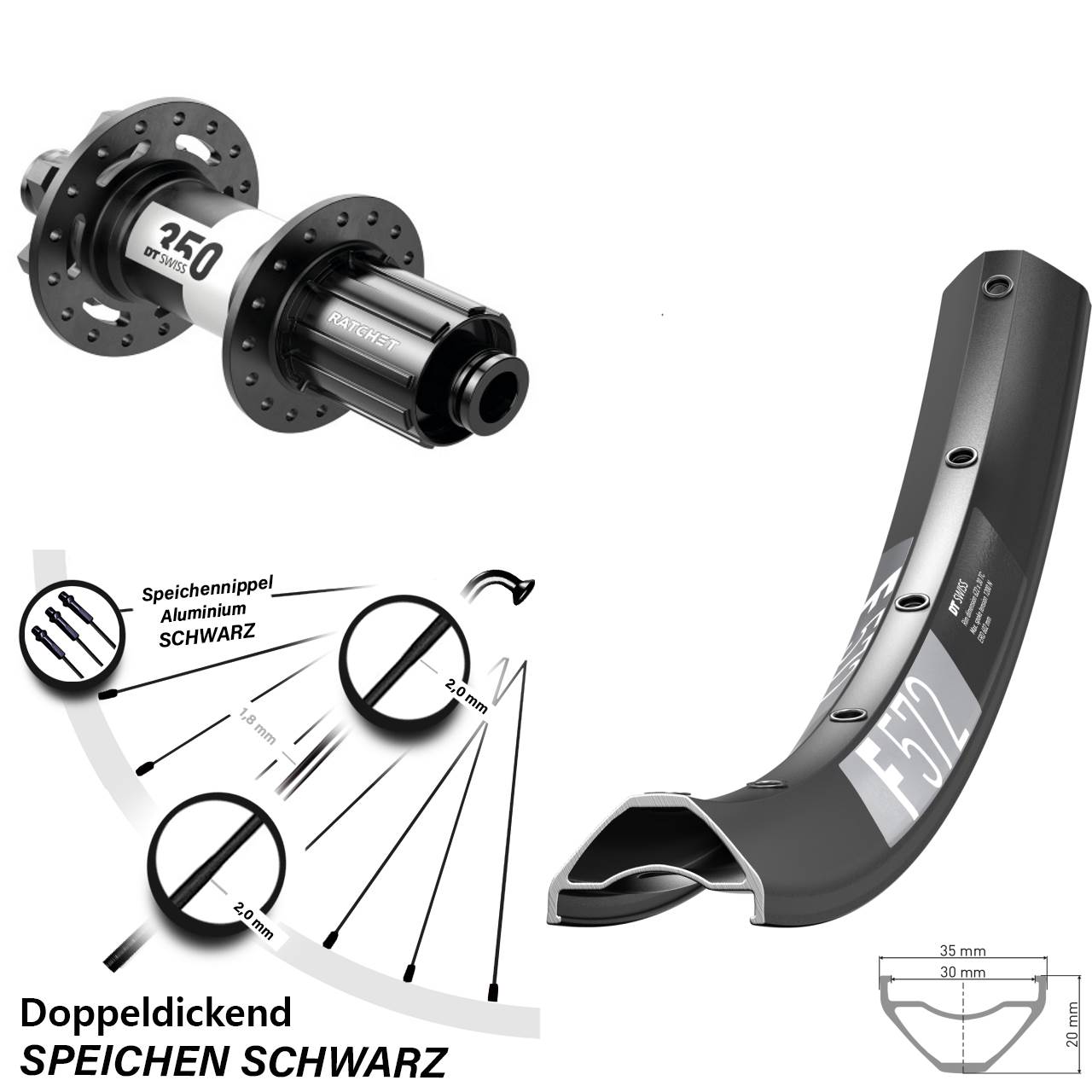 Disc Hinterrad 650B DT Swiss F572-350 8-11 fach HG 12x142
