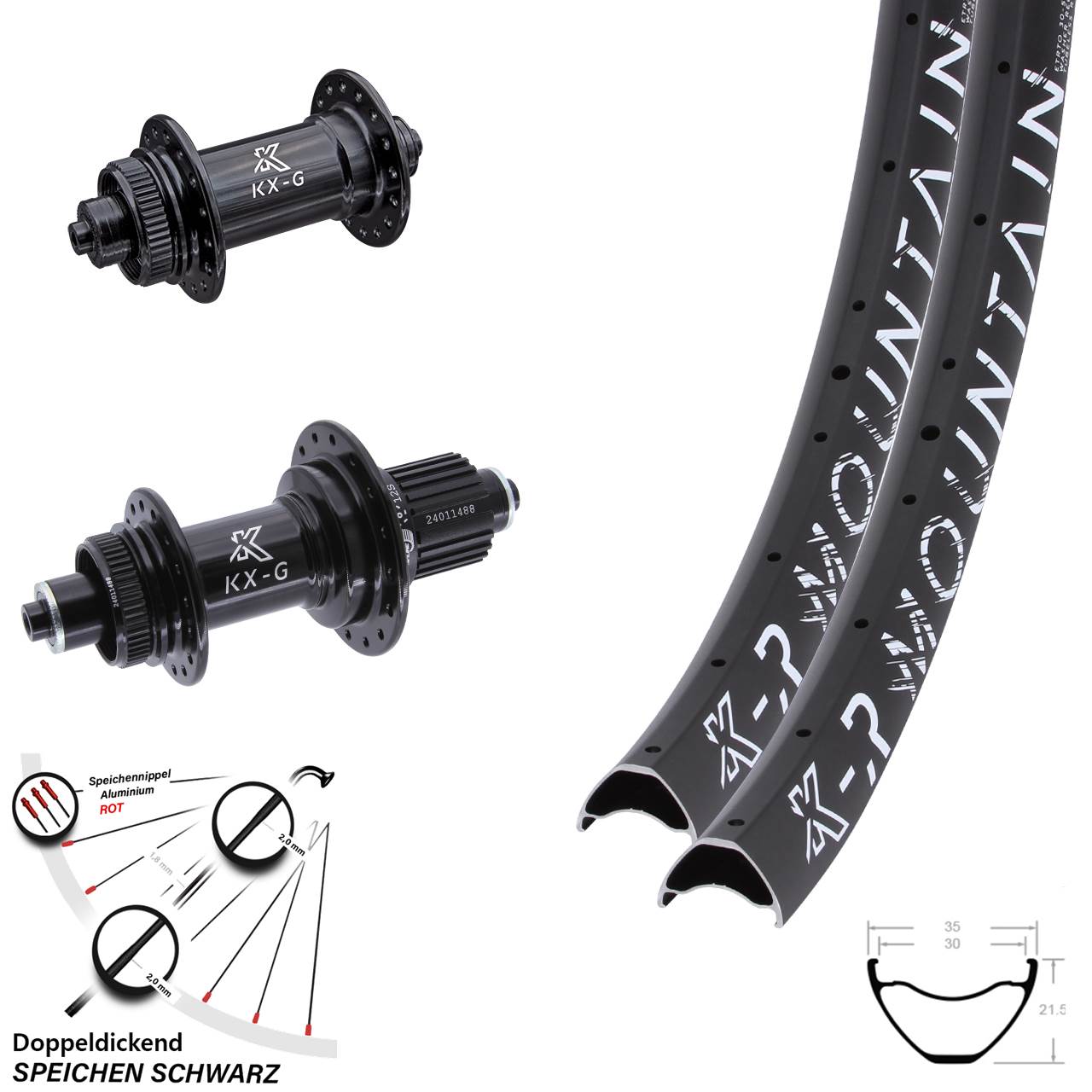 Disc Laufradsatz 29 Zoll KX-GR Mountain Micro Spline QR