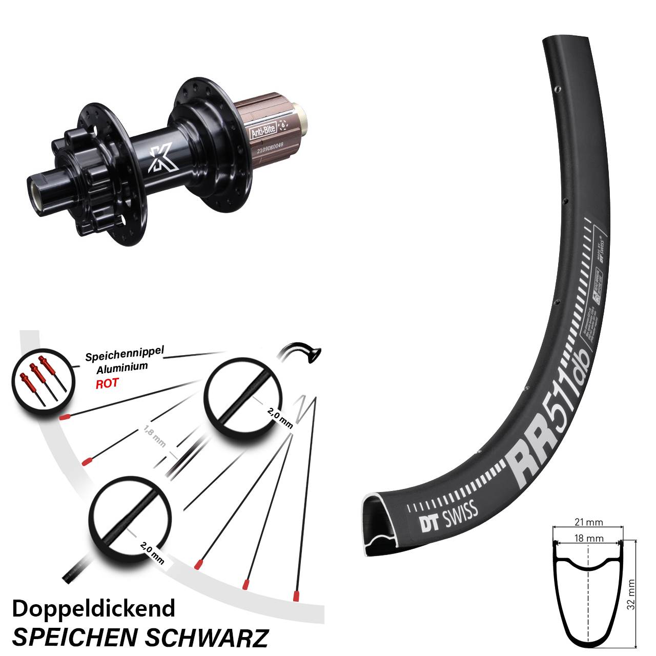 28 Zoll Hinterrad DT Swiss RR 511 KX-M 8-12 fach 12x142