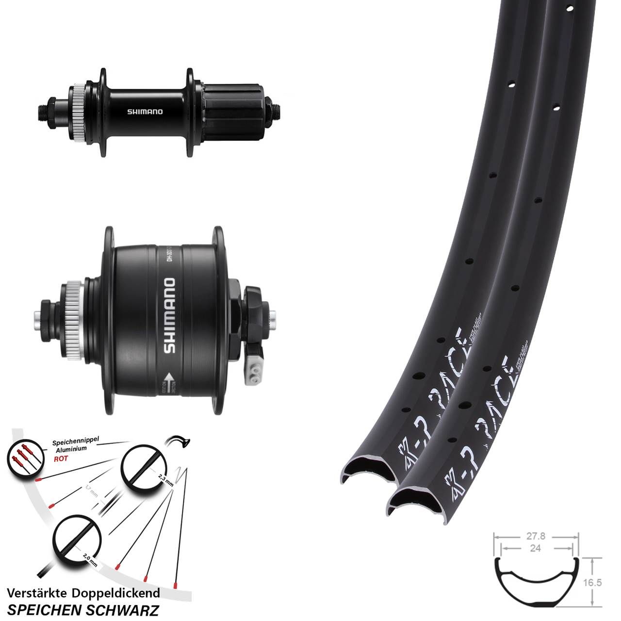 Disc Laufradsatz 29 Zoll KX-R Race Shimano DH-3D37 FH-QC400 8-11 fach HG QR
