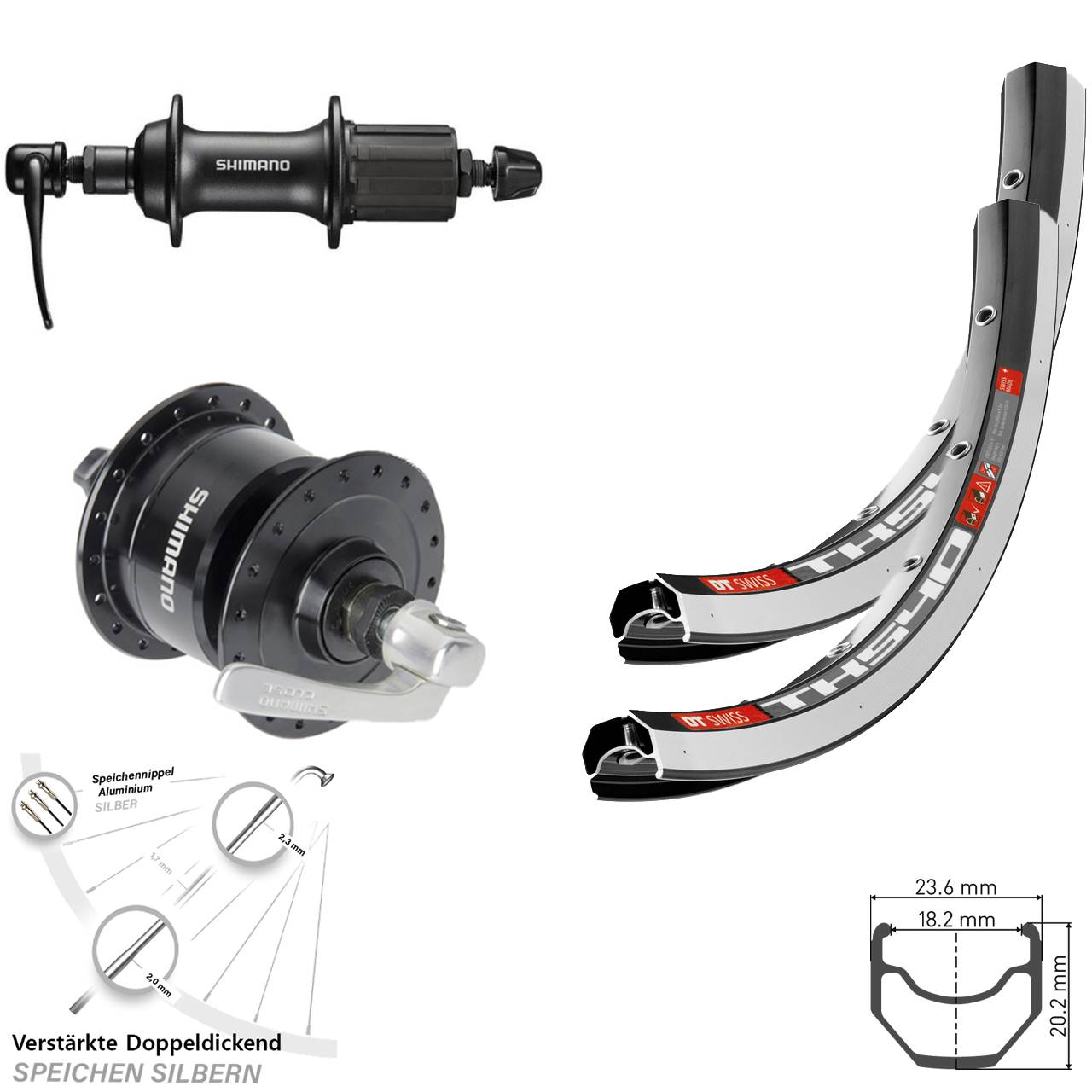 Laufradsatz QR 28 Zoll DT Swiss TK 540 Shimano DH-3N72 FH-T3000 8-11 fach
