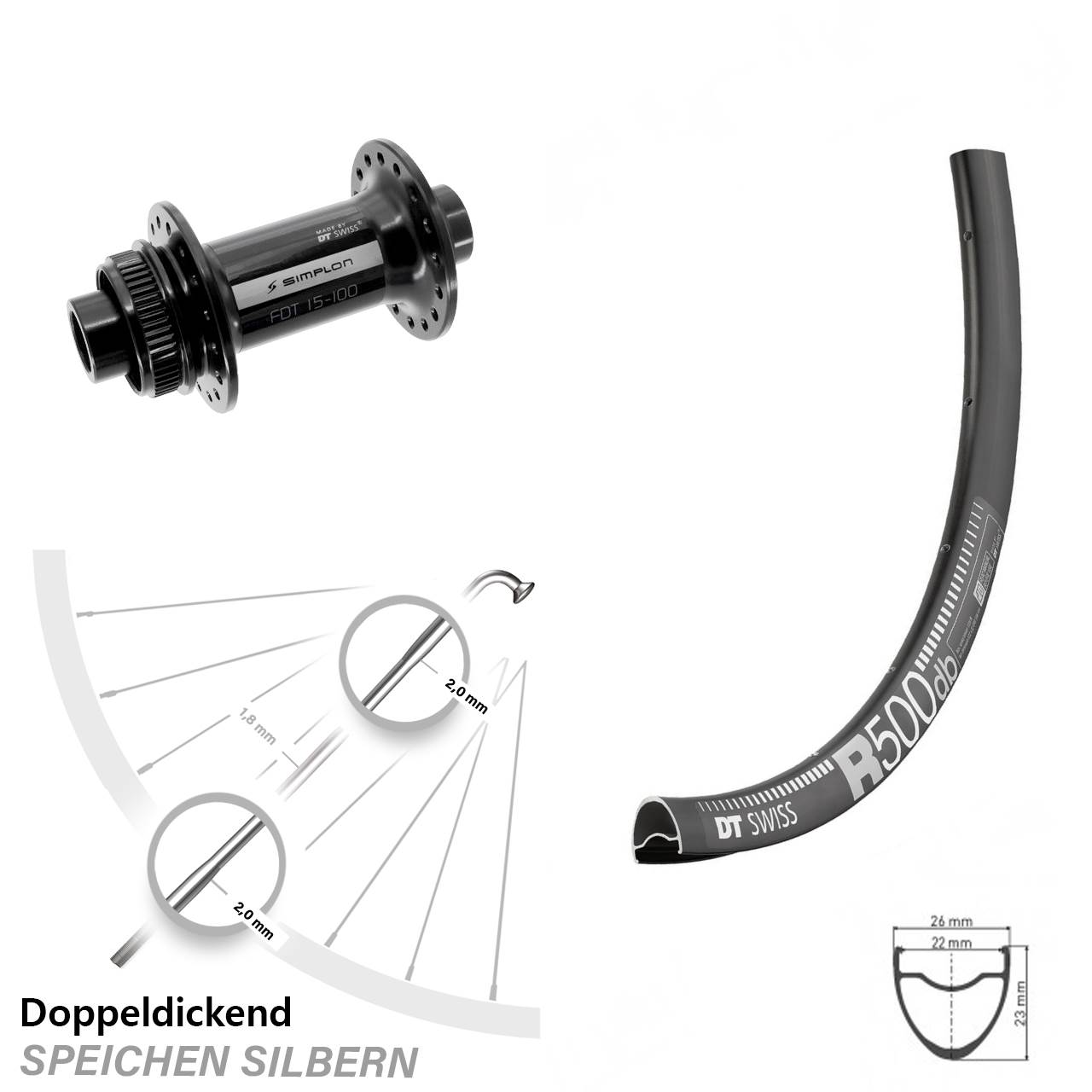 DT Swiss R500-370 28 Zoll Vorderrad 12x100 Centerlock