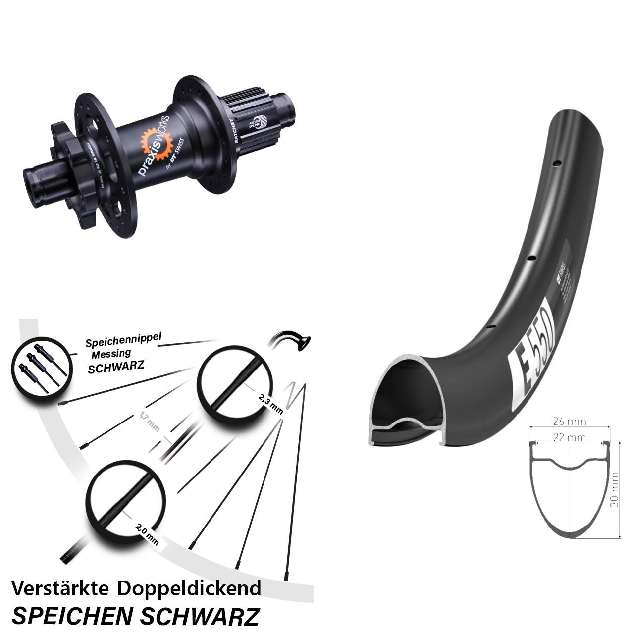 Disc Hinterrad 28 Zoll DT Swiss E 550 350 Shimano Micro Spline 12x142