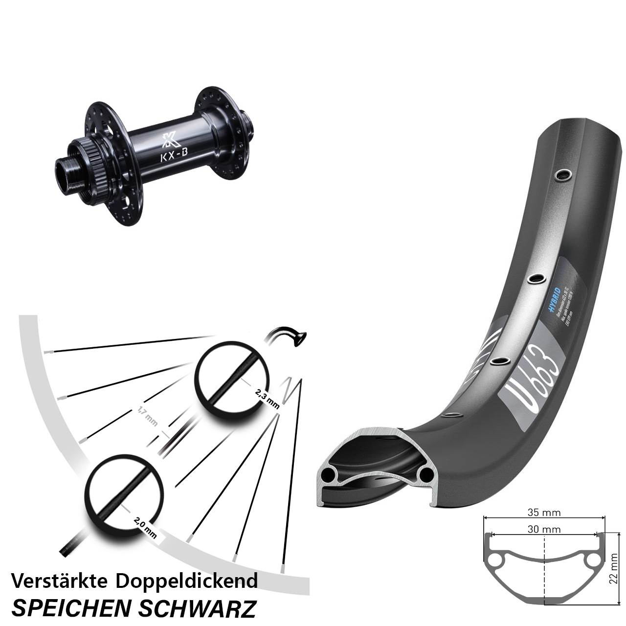 Centerlock Vorderrad 26 Zoll DT Swiss U 663 KX-B 15x110 Boost