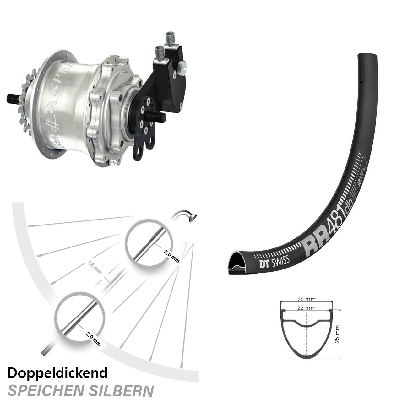 Disc Laufrad 28 Zoll DT Swiss RR481 Rohloff Speedhub 500/14 TS DB