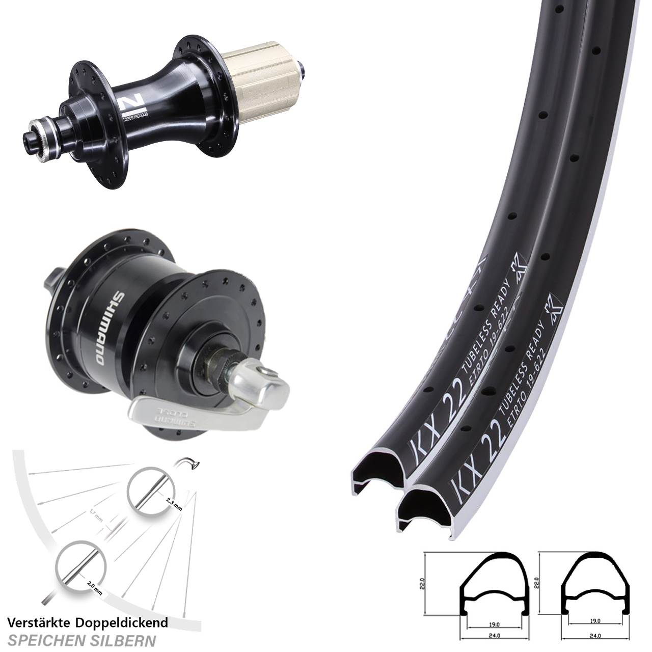 KX 22 OS Novatec F162 Shimano DH3N72 28 Zoll Laufradsatz QR 8-12 fach