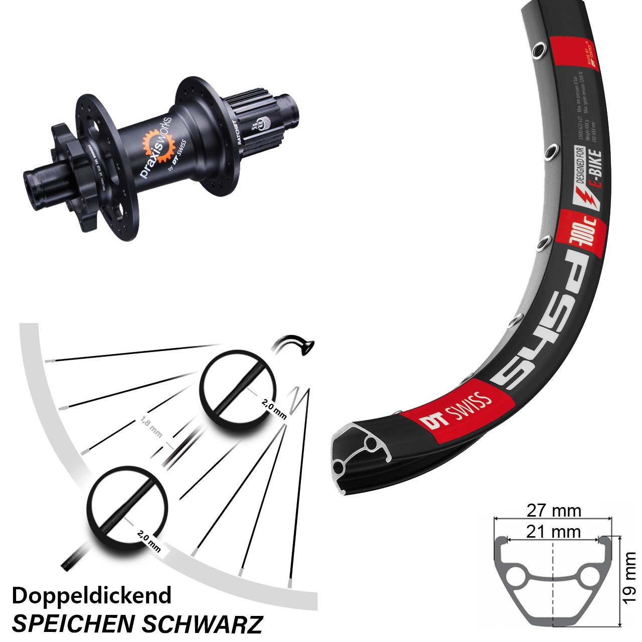 DT Swiss 545-350 26 Zoll Disc Laufrad 12x142 Micro Spline