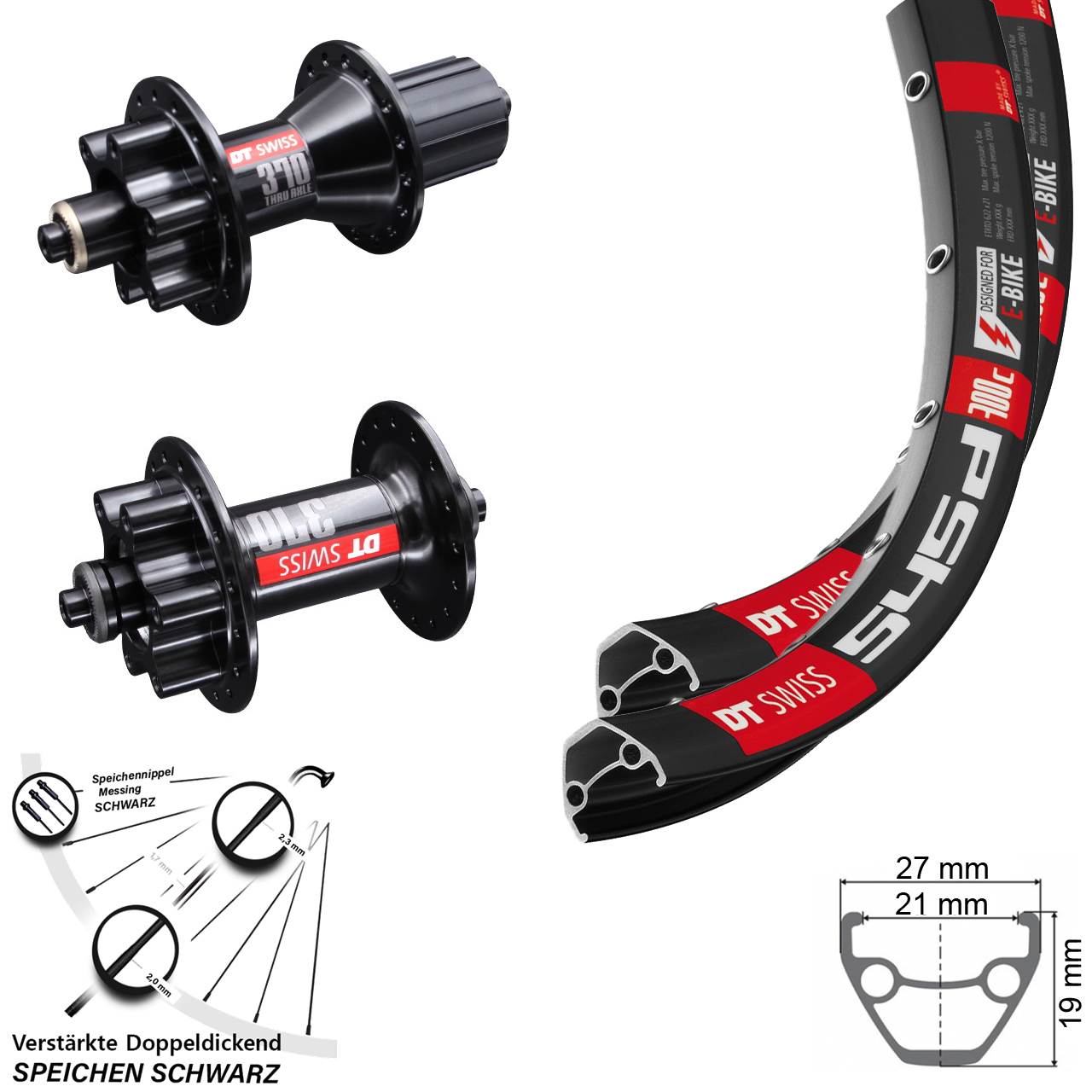 Disc Laufradsatz QR 26 Zoll DT Swiss 545 370 Hybrid 8-11 fach